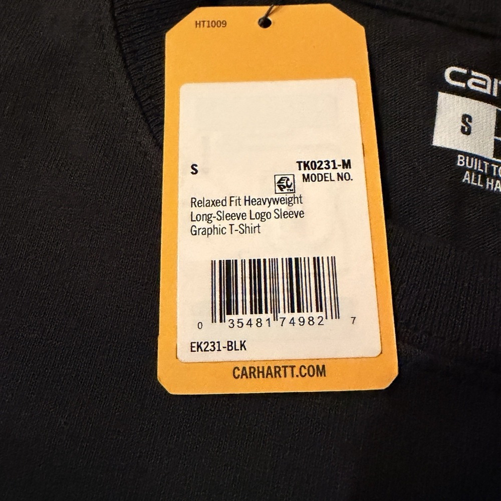 Carhartt Heavyweight Relaxed Fit Long-Sleeve Logo T-Shirt EK231 Men's Sz Small - Picture 7 of 9